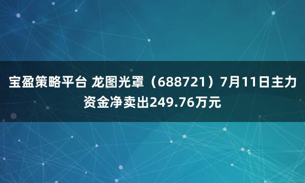 宝盈策略平台 龙图光罩（688721）7月11日主力资金净卖出249.76万元