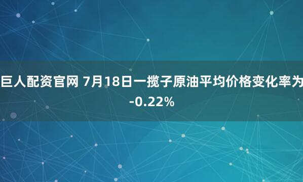 巨人配资官网 7月18日一揽子原油平均价格变化率为-0.22%