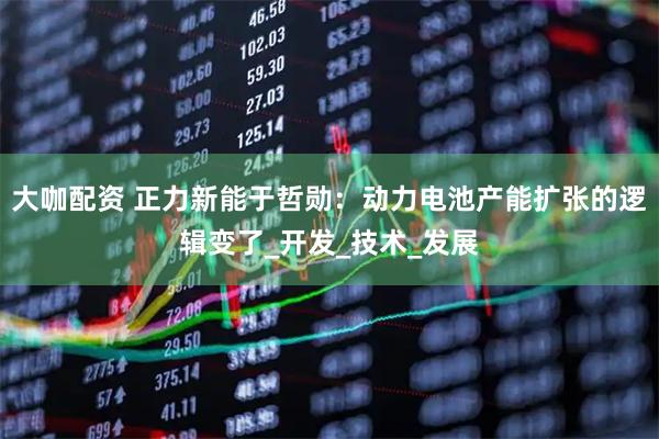 大咖配资 正力新能于哲勋：动力电池产能扩张的逻辑变了_开发_技术_发展