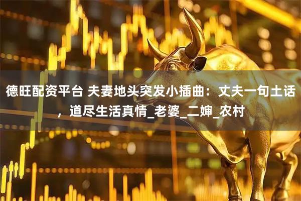 德旺配资平台 夫妻地头突发小插曲：丈夫一句土话，道尽生活真情_老婆_二婶_农村